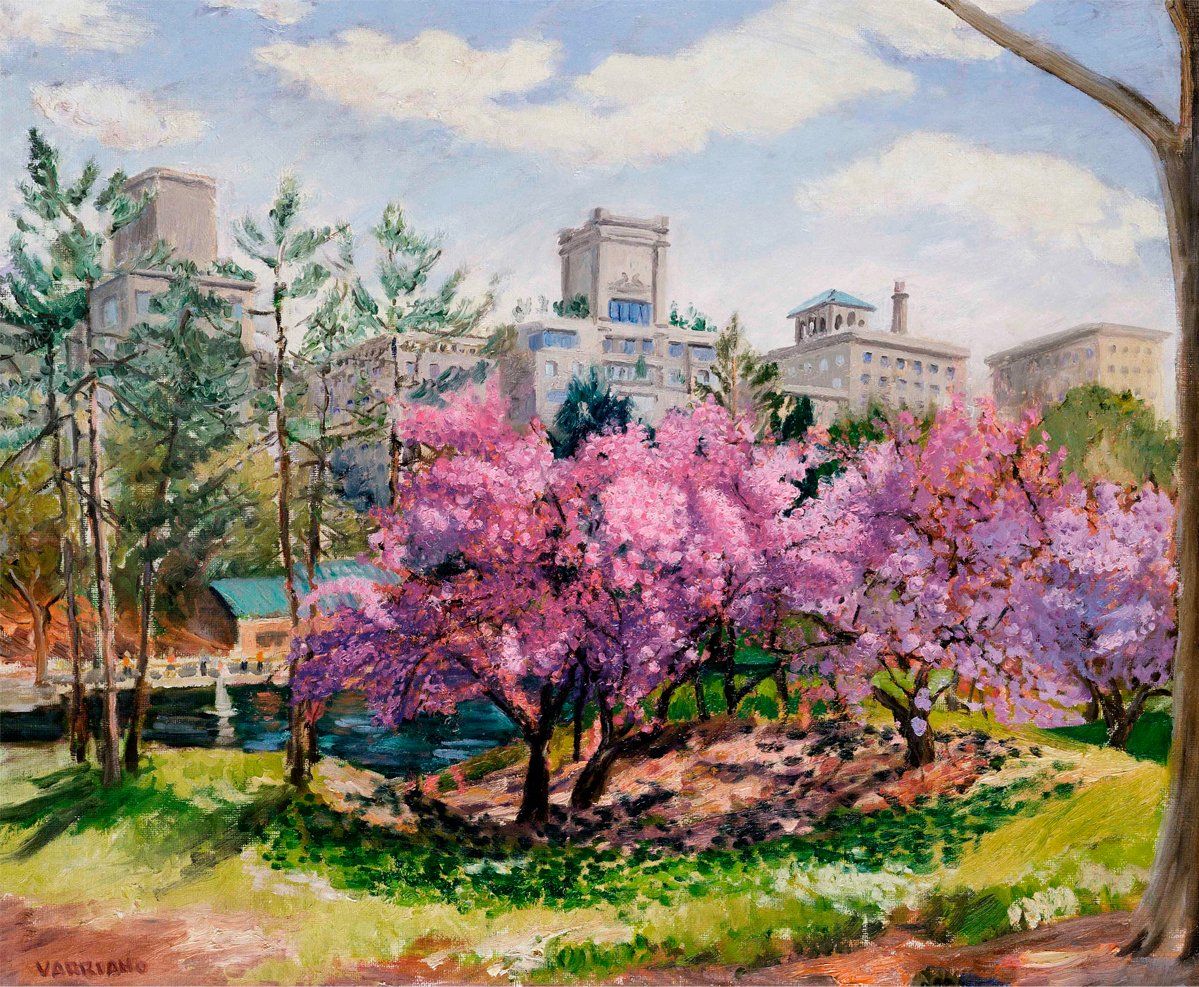 John Varriano, American Artist - Central Park Spring - Oil Painting on Canvas