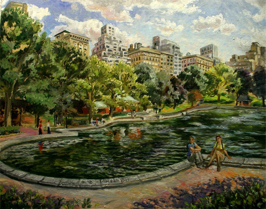 John Varriano, American Artist - Central Park Summer - Oil Painting on Canvas