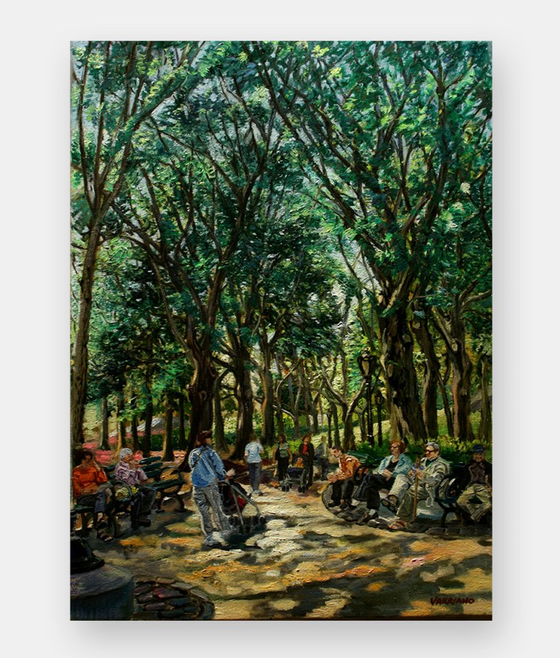 John Varriano - Sunny Park- Landscape Oil Painting