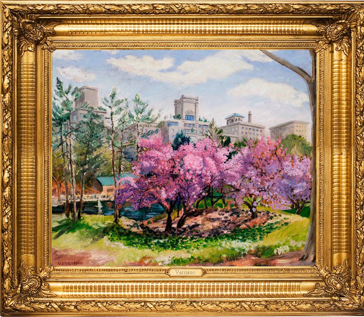 John Varriano, American Artist -  Central Park Spring - Landscape Oil Painting