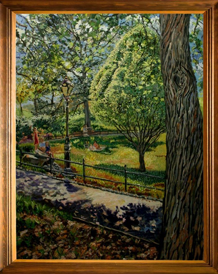 John Varriano, American Artist - Three Girls - Landscape Oil Painting