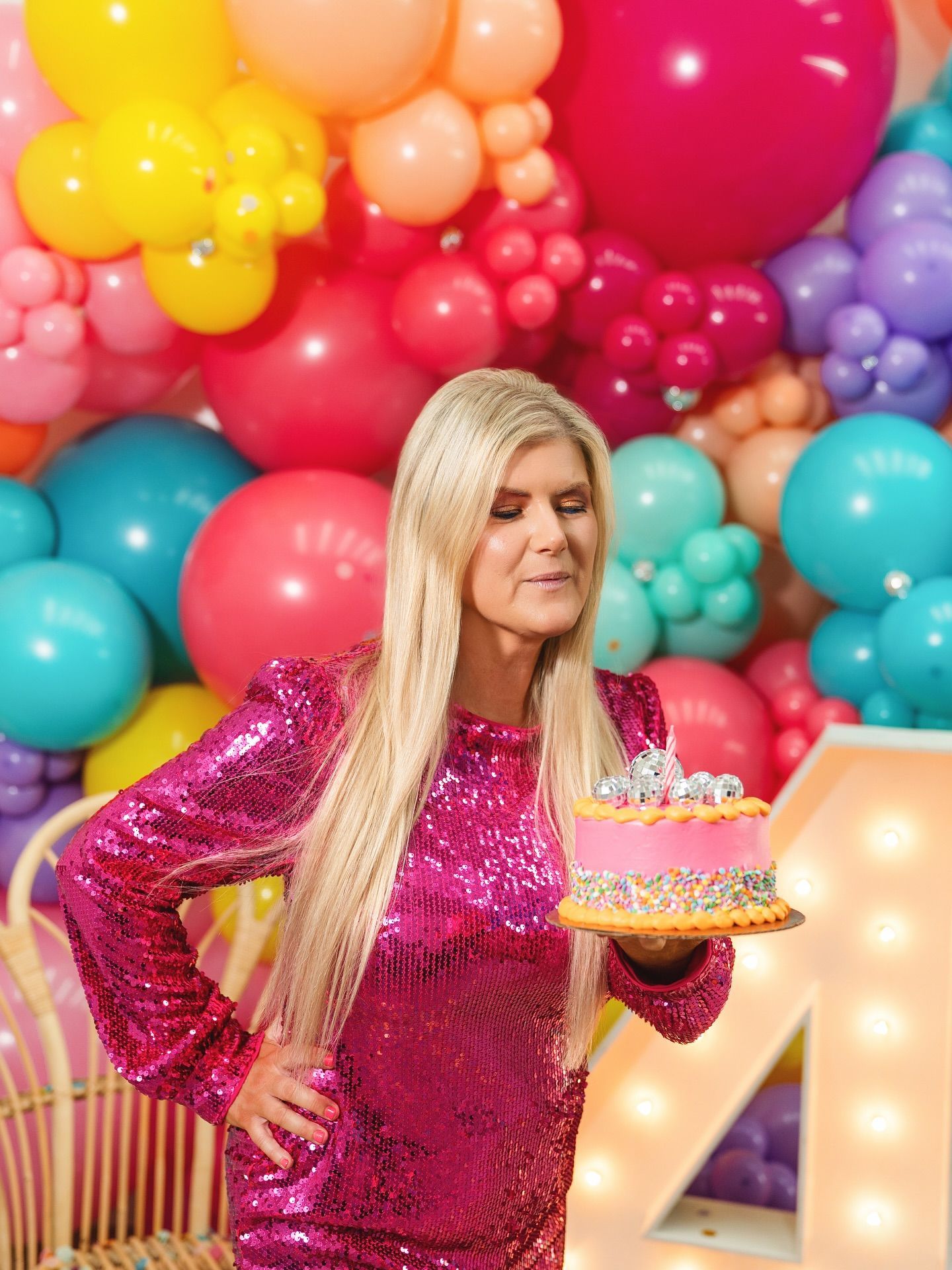 colorful balloon arch garland birthday party