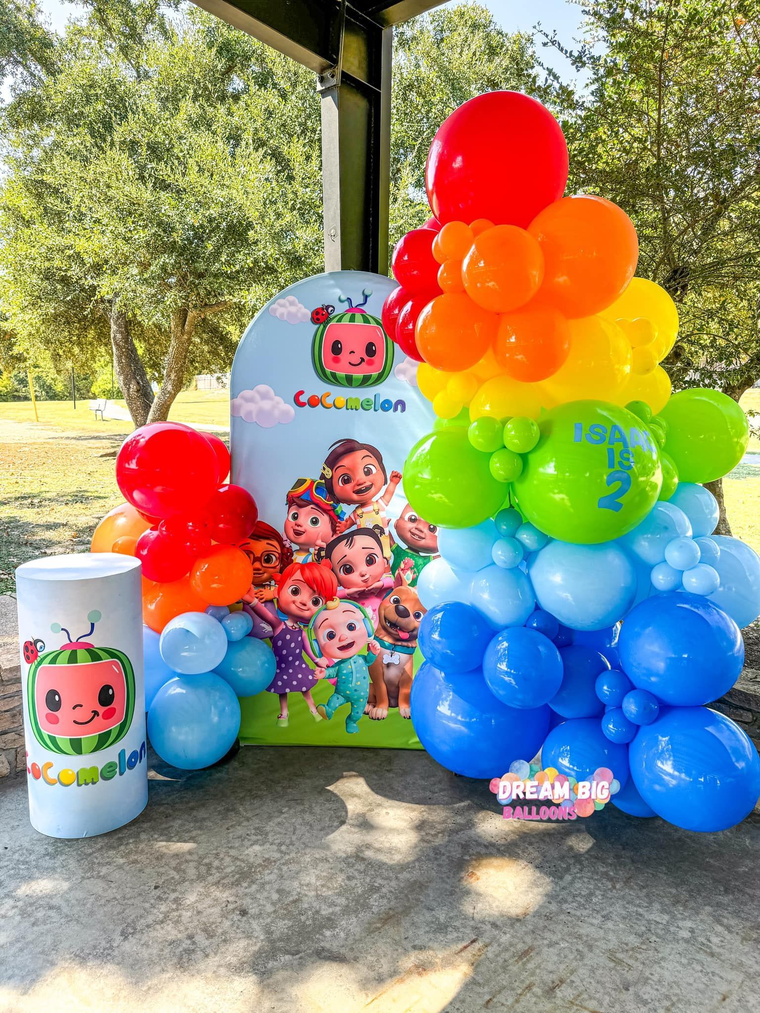 cocomelon birthday party balloons waco texas arch garland