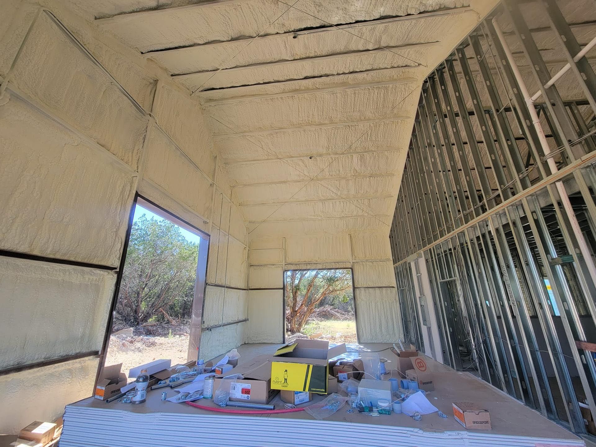 A room with a lot of foam on the walls and ceiling.