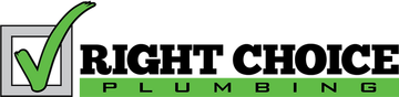 A logo for Right Choice Plumbing with a green check mark