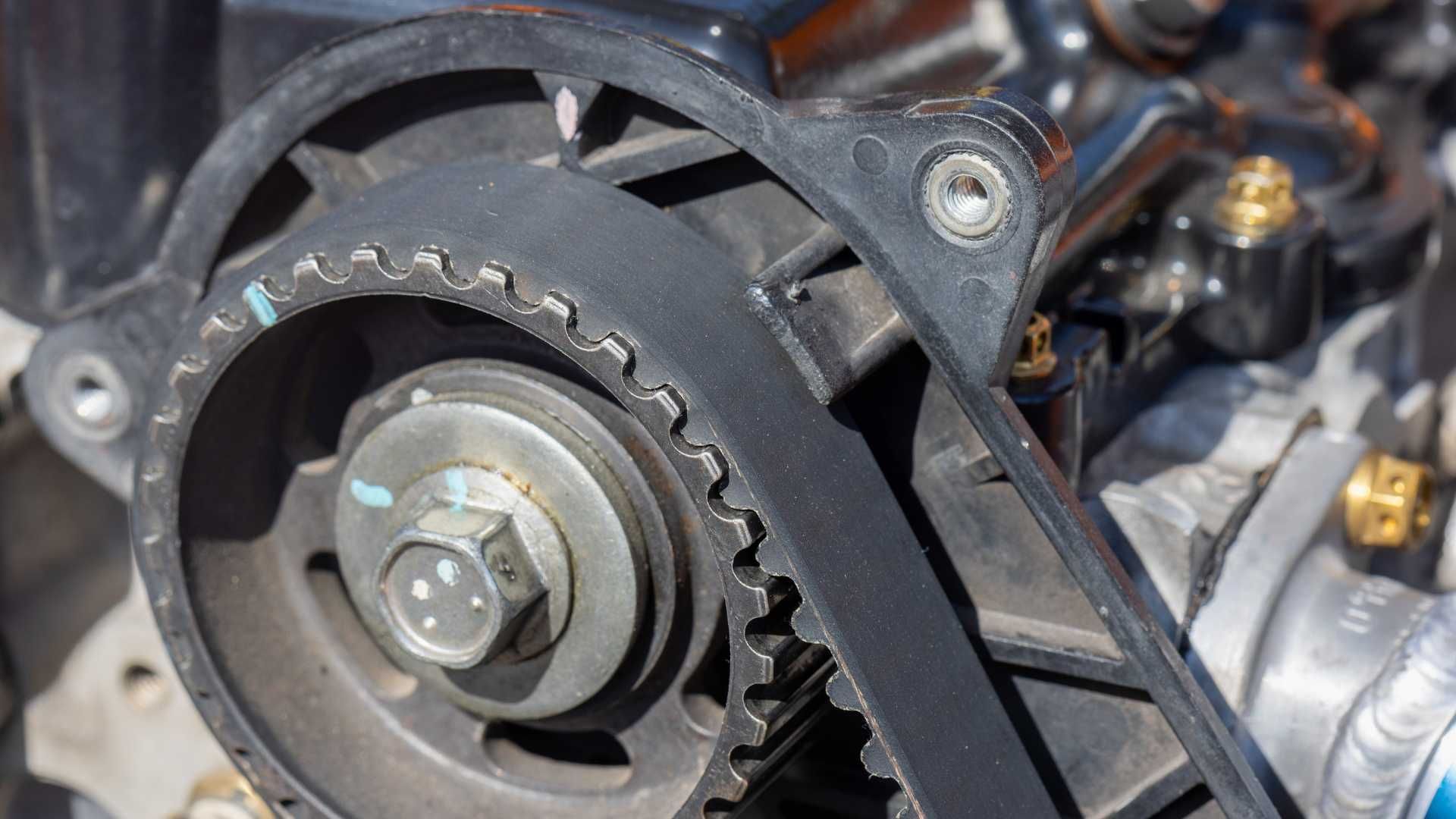 a car's timing belt up close