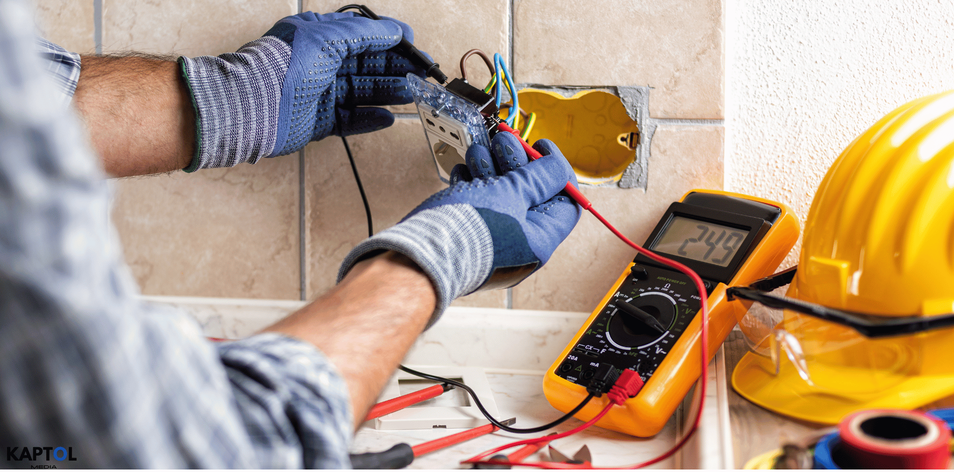 A licenced electrician at work