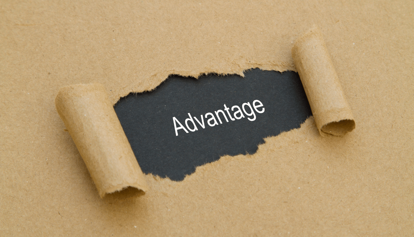 The word advantage is written on a piece of torn paper.