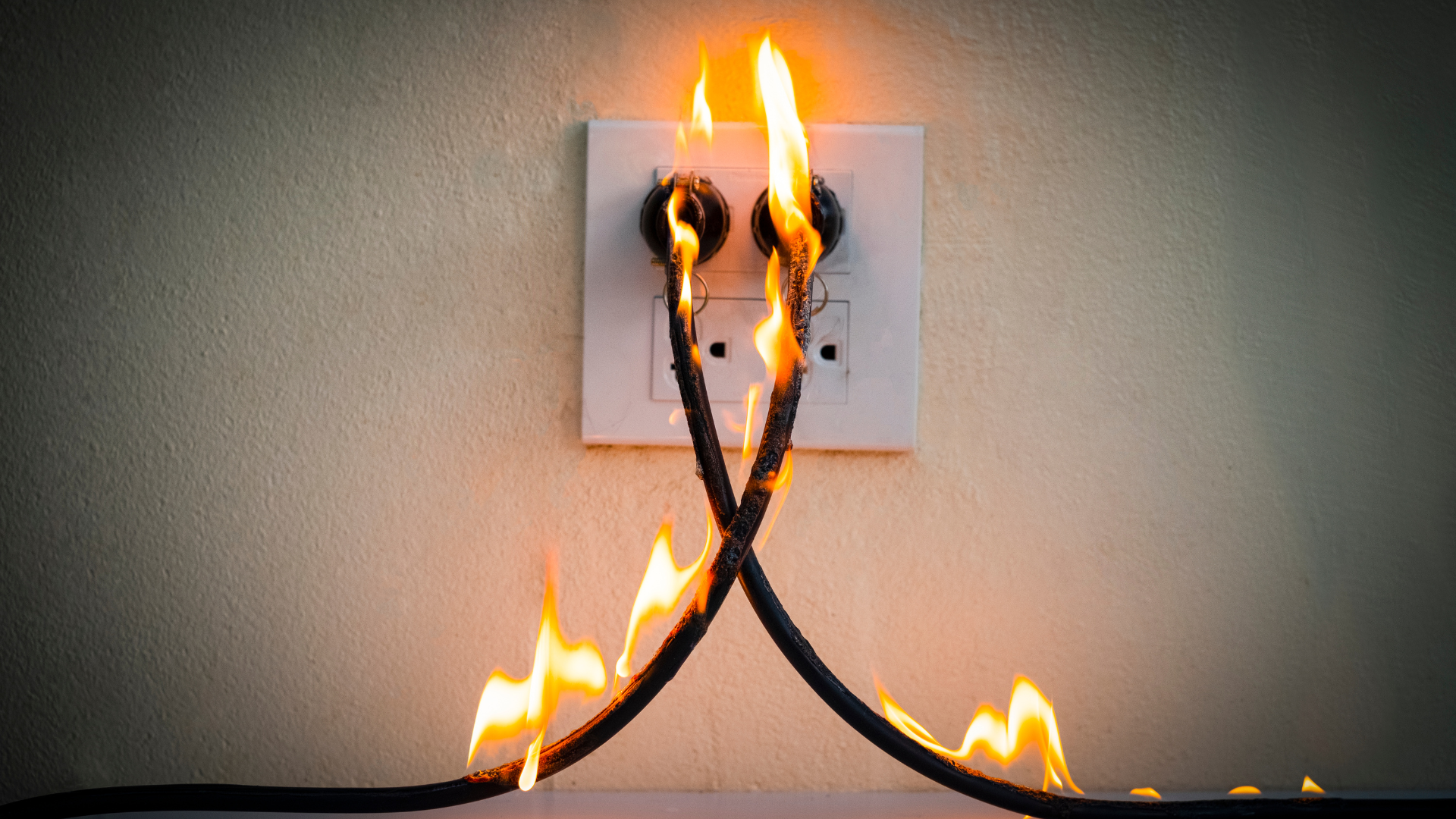Electrical wires on fire