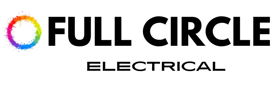 A full circle electrical and solar logo with a rainbow colored circle