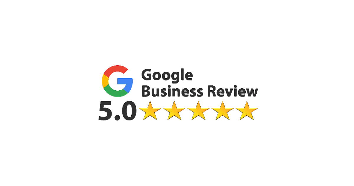 Google Business Review icon with 5.0 stars.