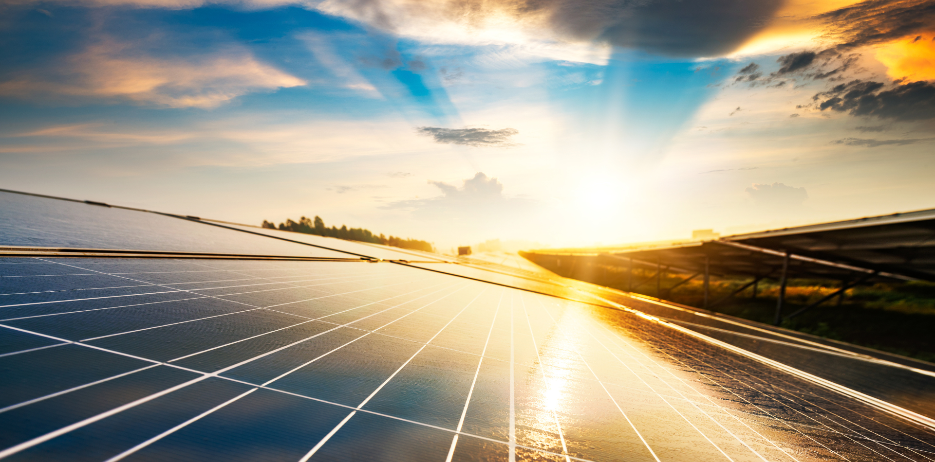 Sun shining on Solar Panels