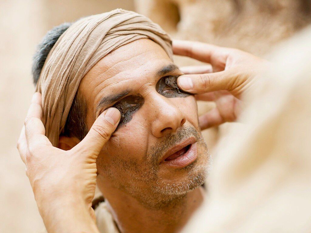 Jesus heals the blind.