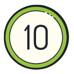 The number 10 is in a green circle on a white background.