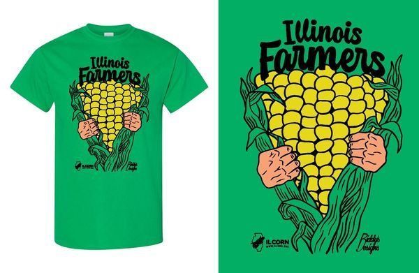A green t-shirt that says illinois farmers on it