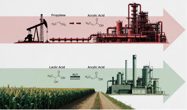 how the making from corn to acrylic works