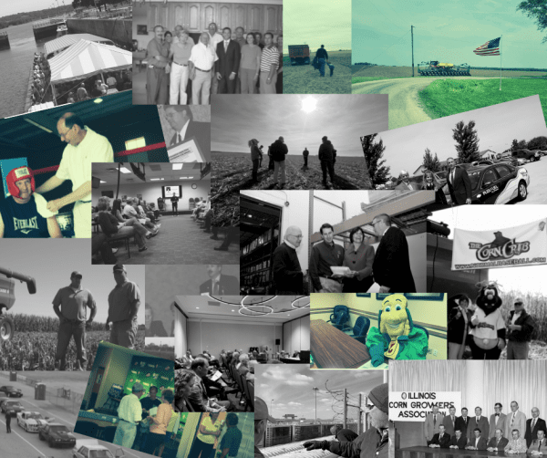 A collage of pictures includes a sign that says illinois