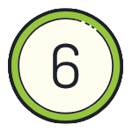 The number six is in a green circle on a white background.