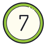 The number seven is in a green circle on a white background.