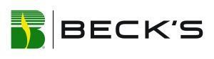 The logo for beck 's is green and black with a lightning bolt.