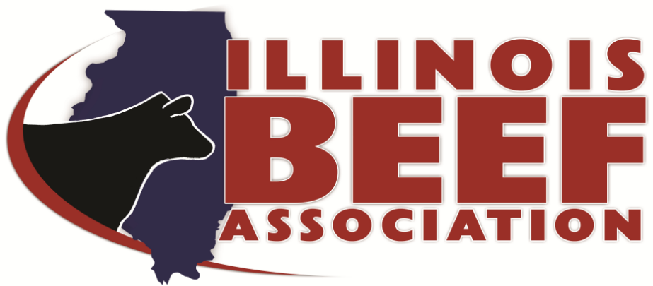 Illinois Beef Association logo: silhouette of cow and Illinois shape with text