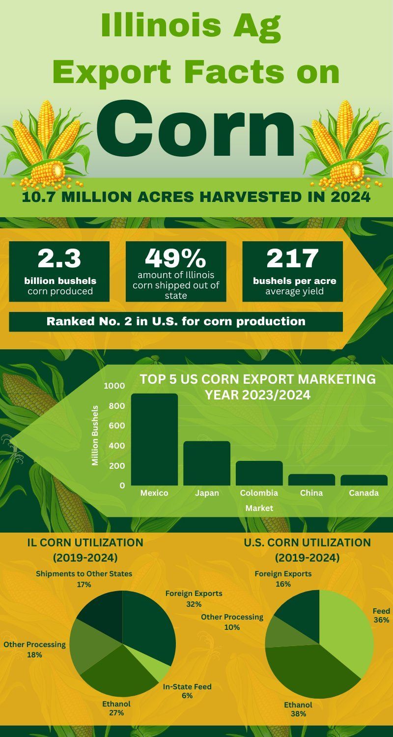 A poster about illinois ag export facts on corn