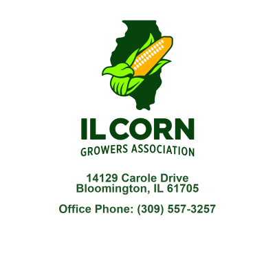A logo for the il corn growers association with a corn on the cob