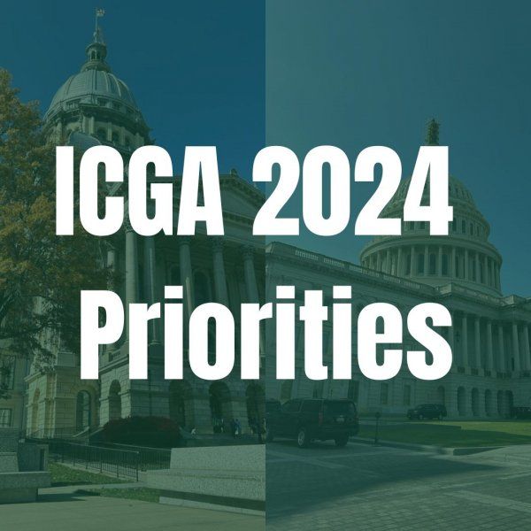 A picture of a building with the words icga 2024 priorities on it