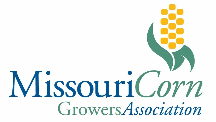 Missouri Corn Growers Association logo: corn cob with blue text.