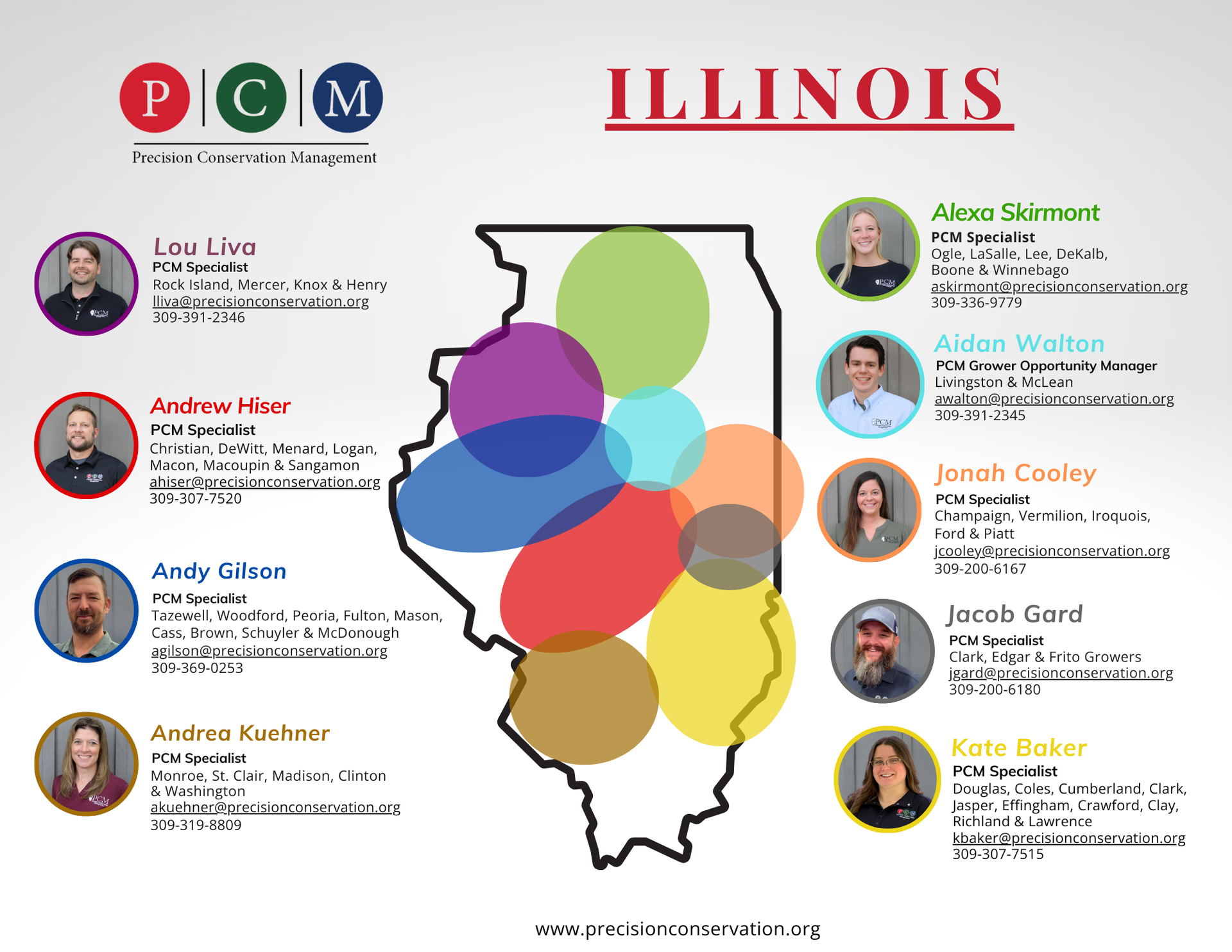 map of free PCM specialists that can help farmers in Illinois