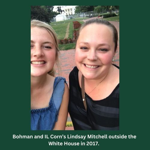 Bohman and il corn 's lindsay mitchell outside the white house in 2017