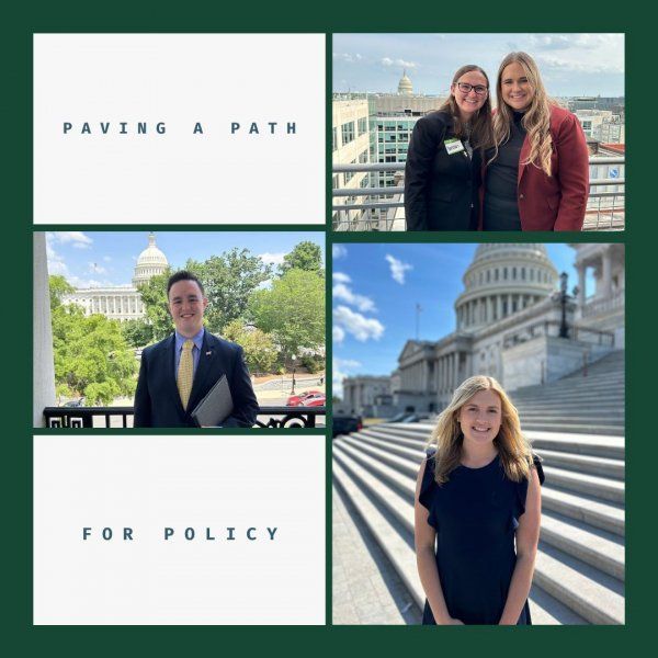 A collage of four pictures with the caption paving a path for policy