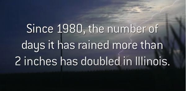 Since 1980 the number of days it has rained more than 2 inches has doubled in illinois