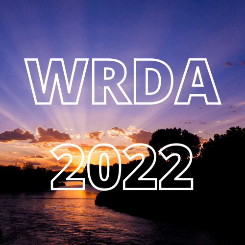 A picture of a river with the words wrda 2022 on it