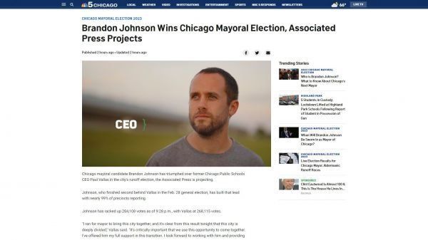 Brandon johnson wins chicago mayoral election associated press projects