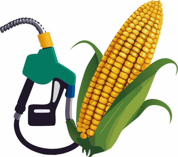 A corn cob with a gas pump attached to it