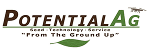A potentialag logo with a green leaf on it