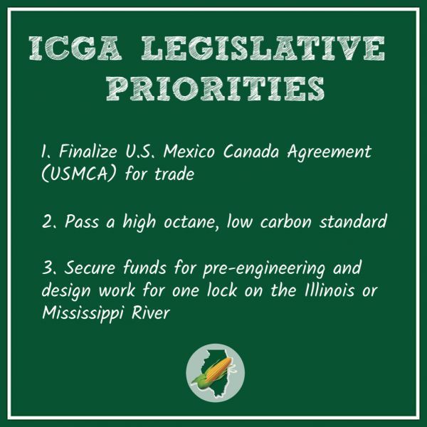 A green sign that says icca legislative priorities