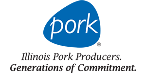 Logo of Illinois Pork Producers. Blue oval with
