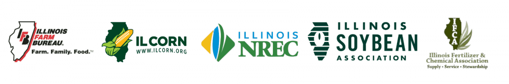 A row of illinois soybean association logos on a white background