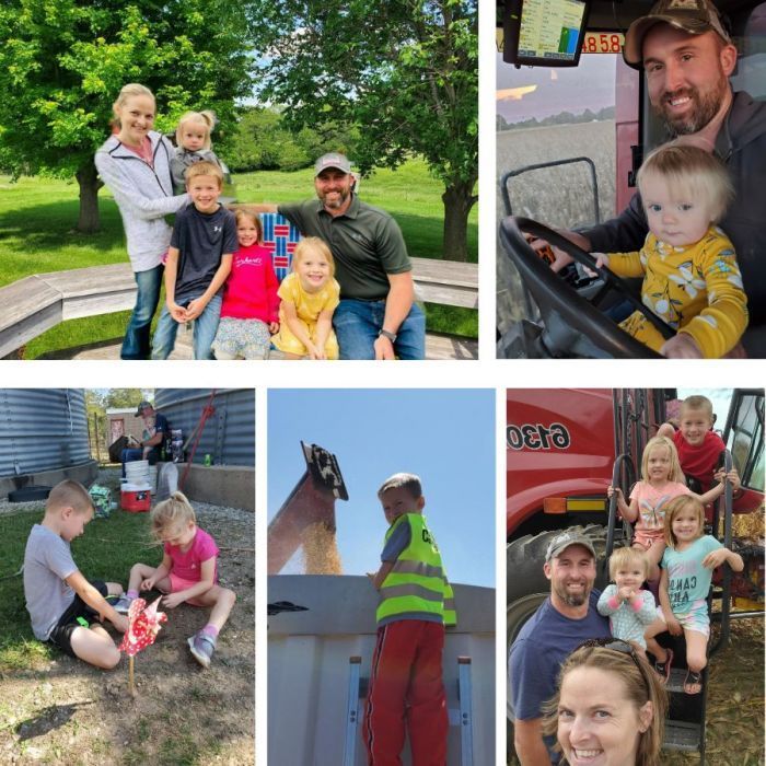 A collage of pictures shows a man driving a truck