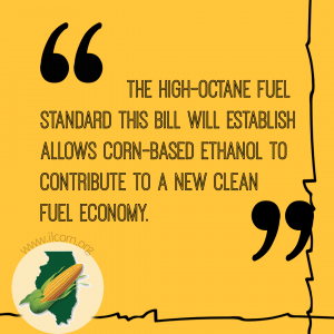The high octane fuel standard this bill will establish allows corn-based ethanol to contribute to a new clean fuel economy