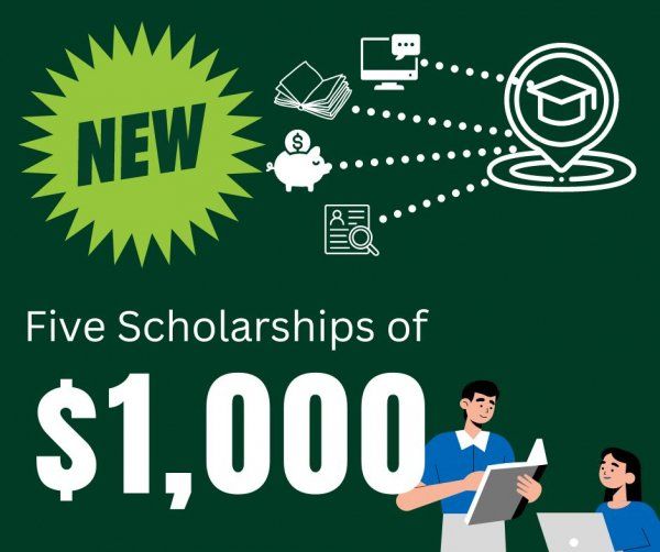 A poster that says five scholarships of $ 1,000