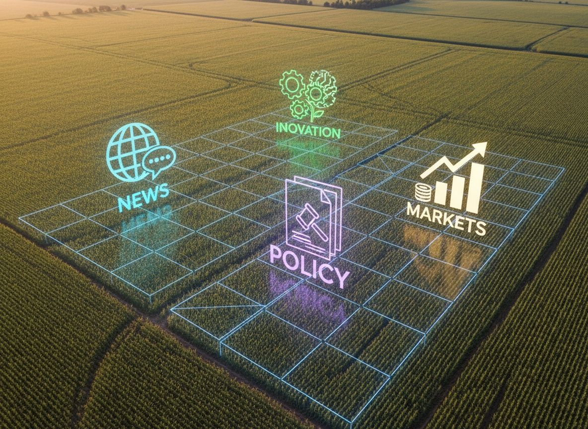 icons floating above cornfield