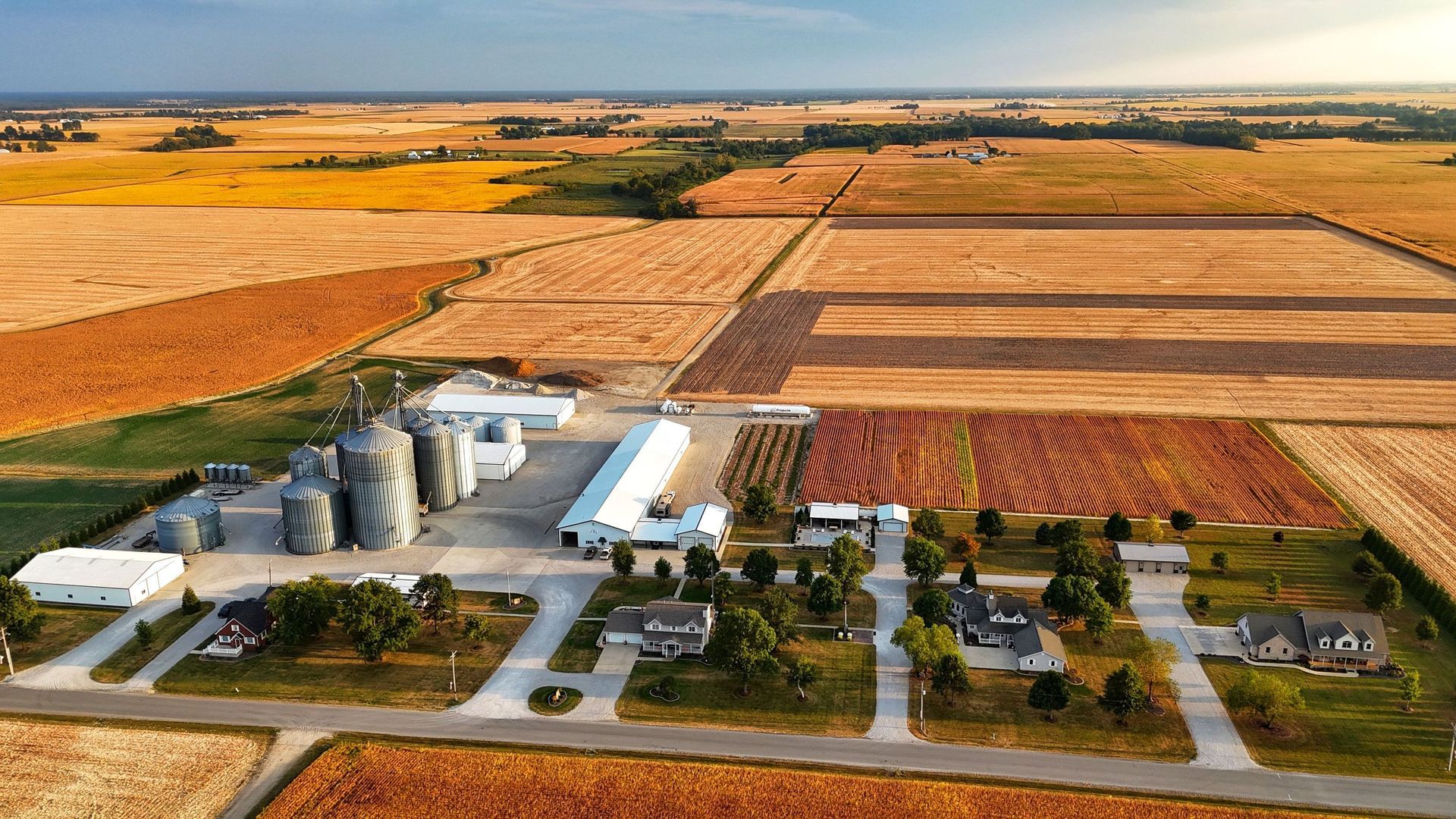 aerial view of farm in illinois