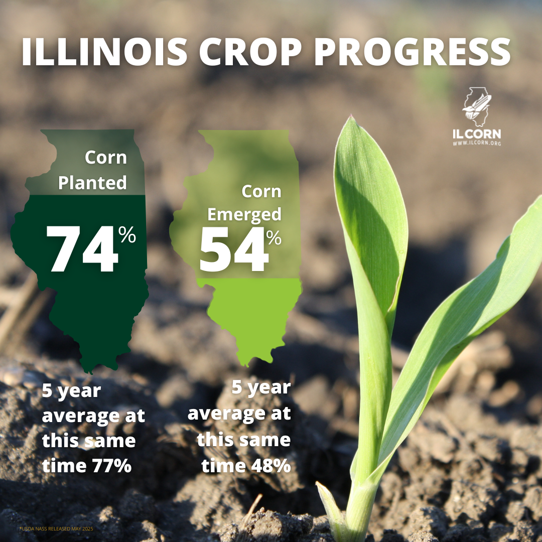 An advertisement for illinois crop progress shows a plant growing out of the ground