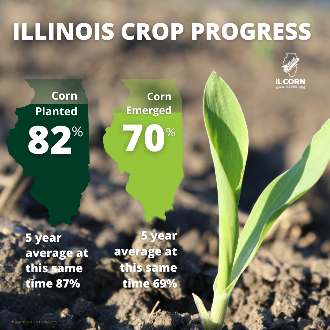 An advertisement for illinois crop progress shows a plant growing out of the ground