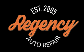 Regency Auto Repair logo in orange script on black, with “EST. 2005” above and “AUTO REPAIR” below