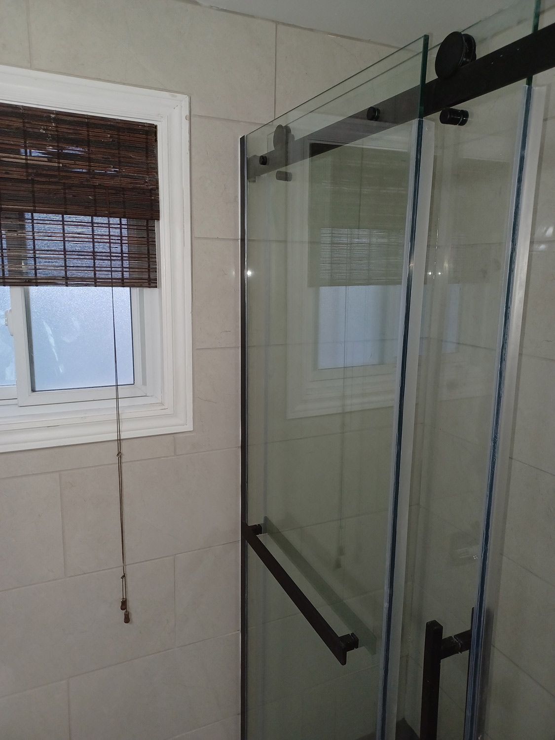 Modern Glass Door of Bathroom — Oshawa, ON — Fire Beard Contracting