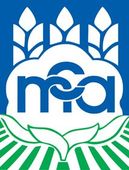 Blue and green logo: "mca" entwined letters, wheat stalks, field and cloud shapes.